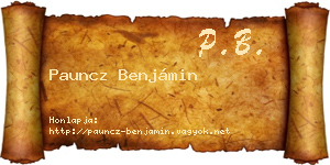 Pauncz Benjámin névjegykártya